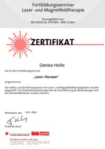 Zertifikat Lasertherapie